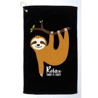 Funny Sloth Hanging On A Tree Gift Funny Sloth Lover Relax Take It Easy Gift Golf Towel