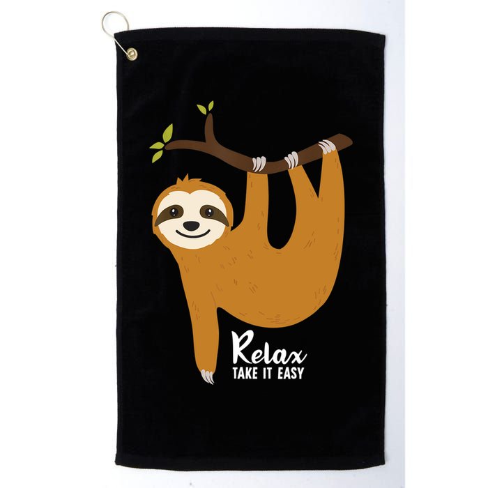 Funny Sloth Hanging On A Tree Gift Funny Sloth Lover Relax Take It Easy Gift Golf Towel