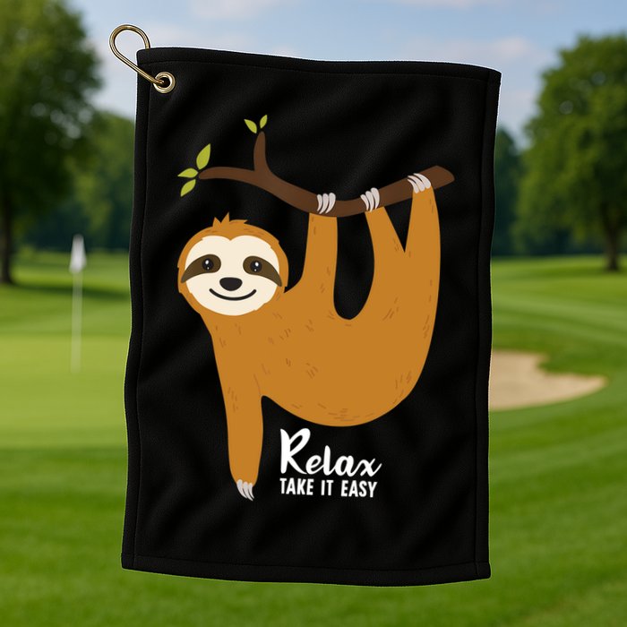 Funny Sloth Hanging On A Tree Gift Funny Sloth Lover Relax Take It Easy Gift Golf Towel
