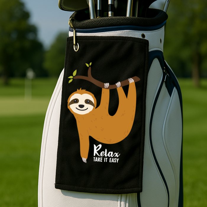Funny Sloth Hanging On A Tree Gift Funny Sloth Lover Relax Take It Easy Gift Golf Towel