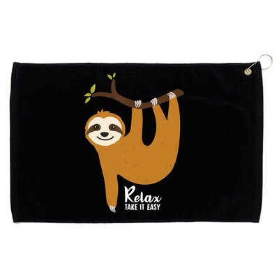 Funny Sloth Hanging On A Tree Gift Funny Sloth Lover Relax Take It Easy Gift Grommeted Golf Towel