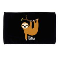 Funny Sloth Hanging On A Tree Gift Funny Sloth Lover Relax Take It Easy Gift Microfiber Hand Towel