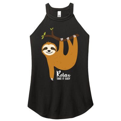 Funny Sloth Hanging On A Tree Gift Funny Sloth Lover Relax Take It Easy Gift Women's Perfect Tri Rocker Tank