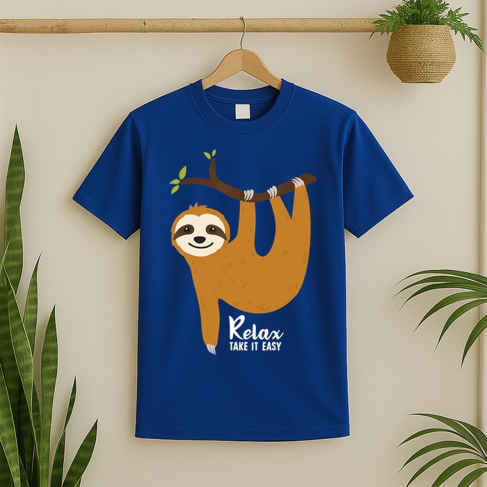 Funny Sloth Hanging On A Tree Gift Funny Sloth Lover Relax Take It Easy Gift T-Shirt