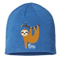 Funny Sloth Hanging On A Tree Gift Funny Sloth Lover Relax Take It Easy Gift Sustainable Beanie