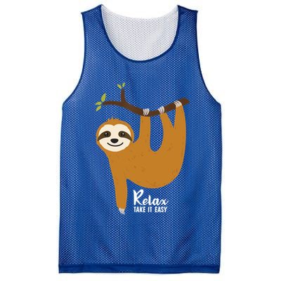 Funny Sloth Hanging On A Tree Gift Funny Sloth Lover Relax Take It Easy Gift Mesh Reversible Basketball Jersey Tank