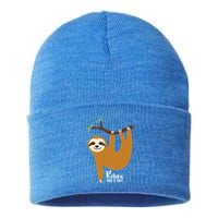 Funny Sloth Hanging On A Tree Gift Funny Sloth Lover Relax Take It Easy Gift Sustainable Knit Beanie