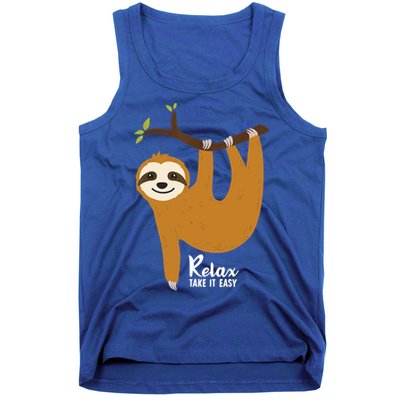 Funny Sloth Hanging On A Tree Gift Funny Sloth Lover Relax Take It Easy Gift Tank Top