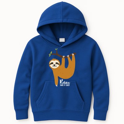 Funny Sloth Hanging On A Tree Gift Funny Sloth Lover Relax Take It Easy Gift Kids Hoodie