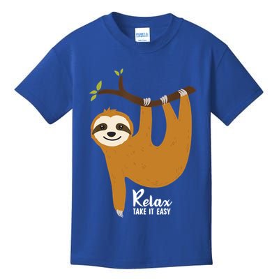 Funny Sloth Hanging On A Tree Gift Funny Sloth Lover Relax Take It Easy Gift Kids T-Shirt