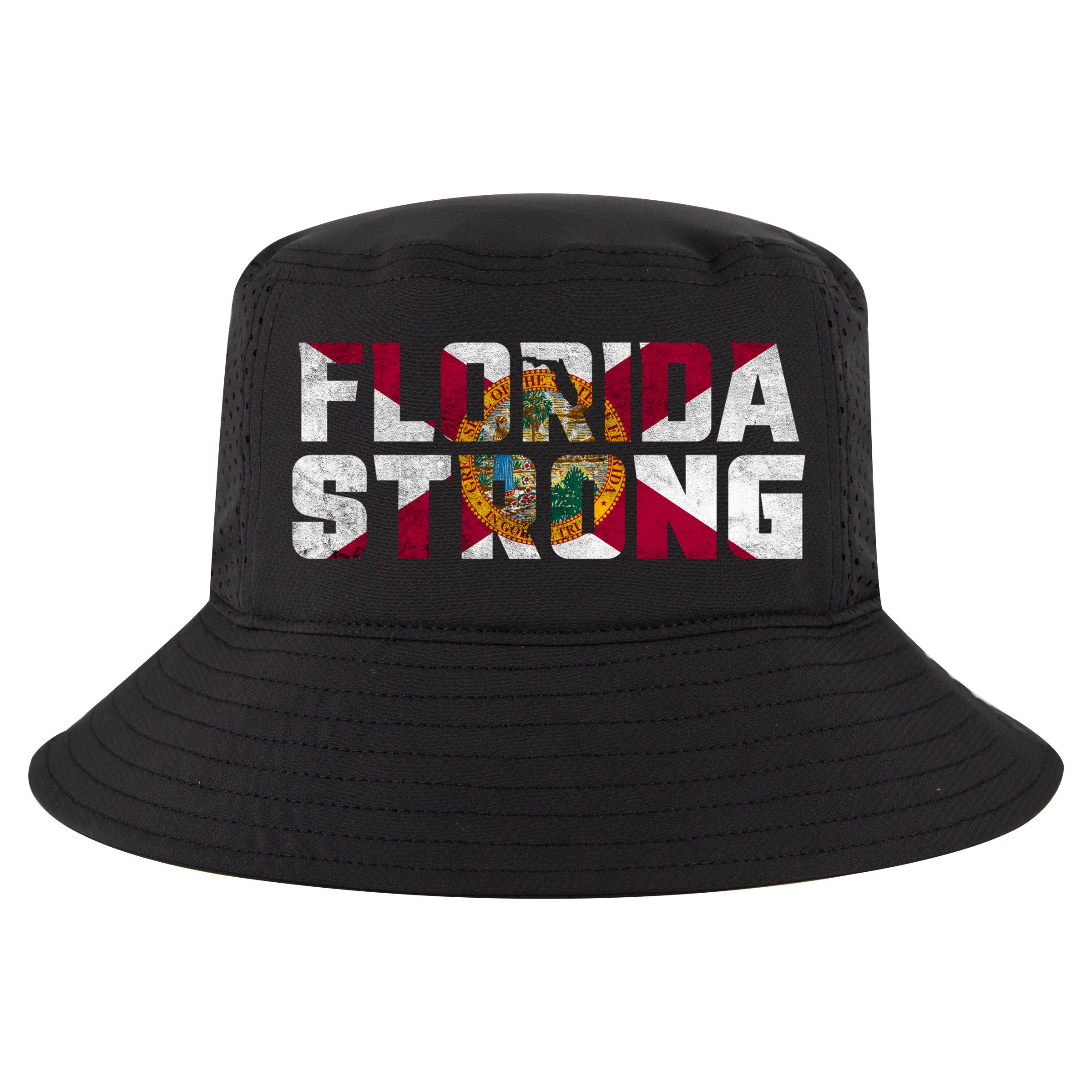 Florida Strong Hurricane Ian Support Florida Vintage American US Flag Cool Comfort Performance Bucket Hat