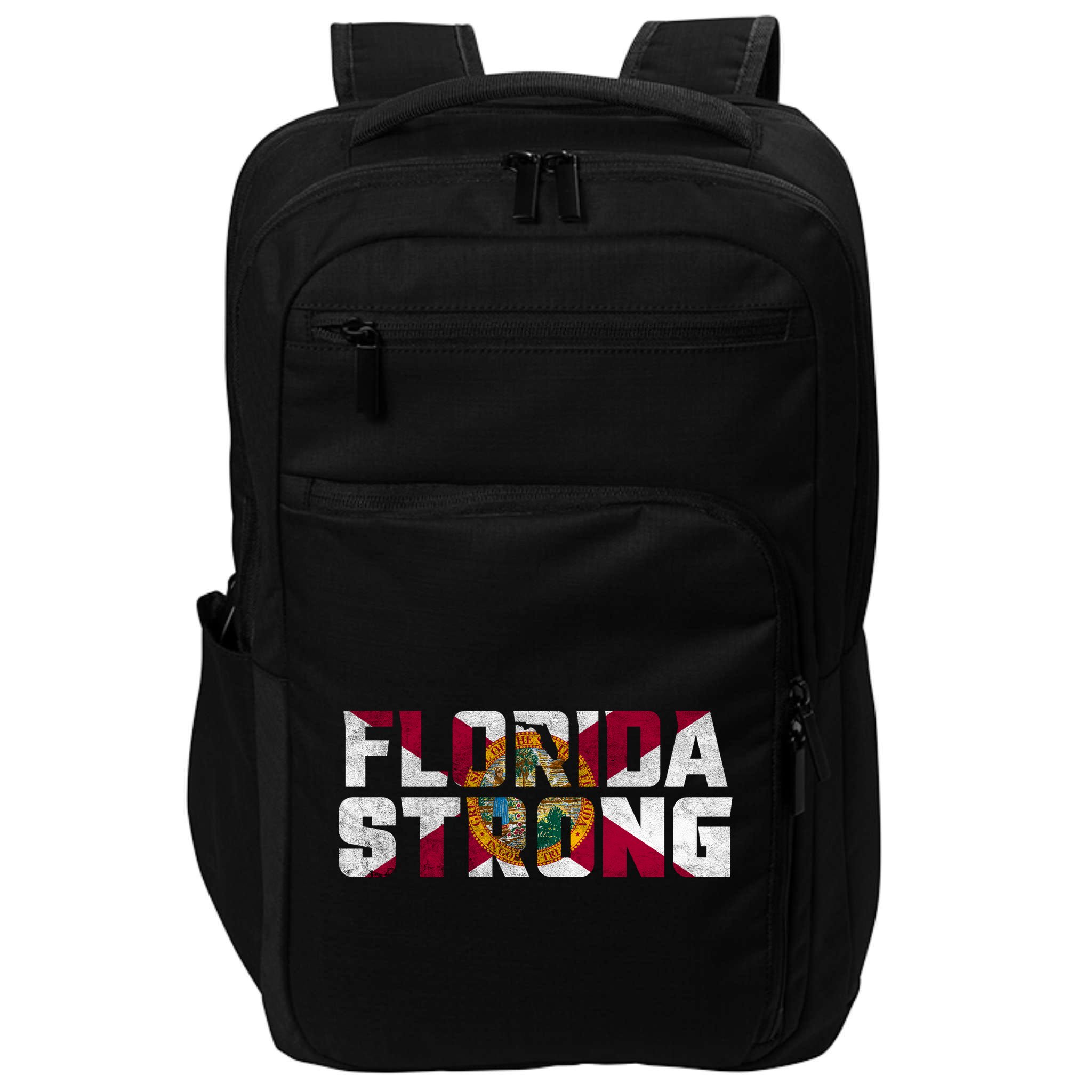 Florida Strong Hurricane Ian Support Florida Vintage American US Flag Impact Tech Backpack