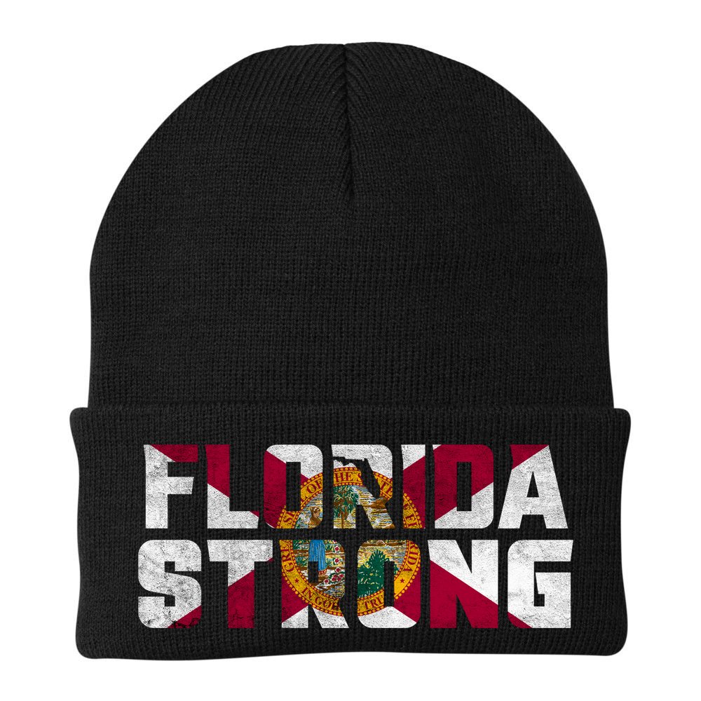 Florida Strong Hurricane Ian Support Florida Vintage American US Flag Beanie
