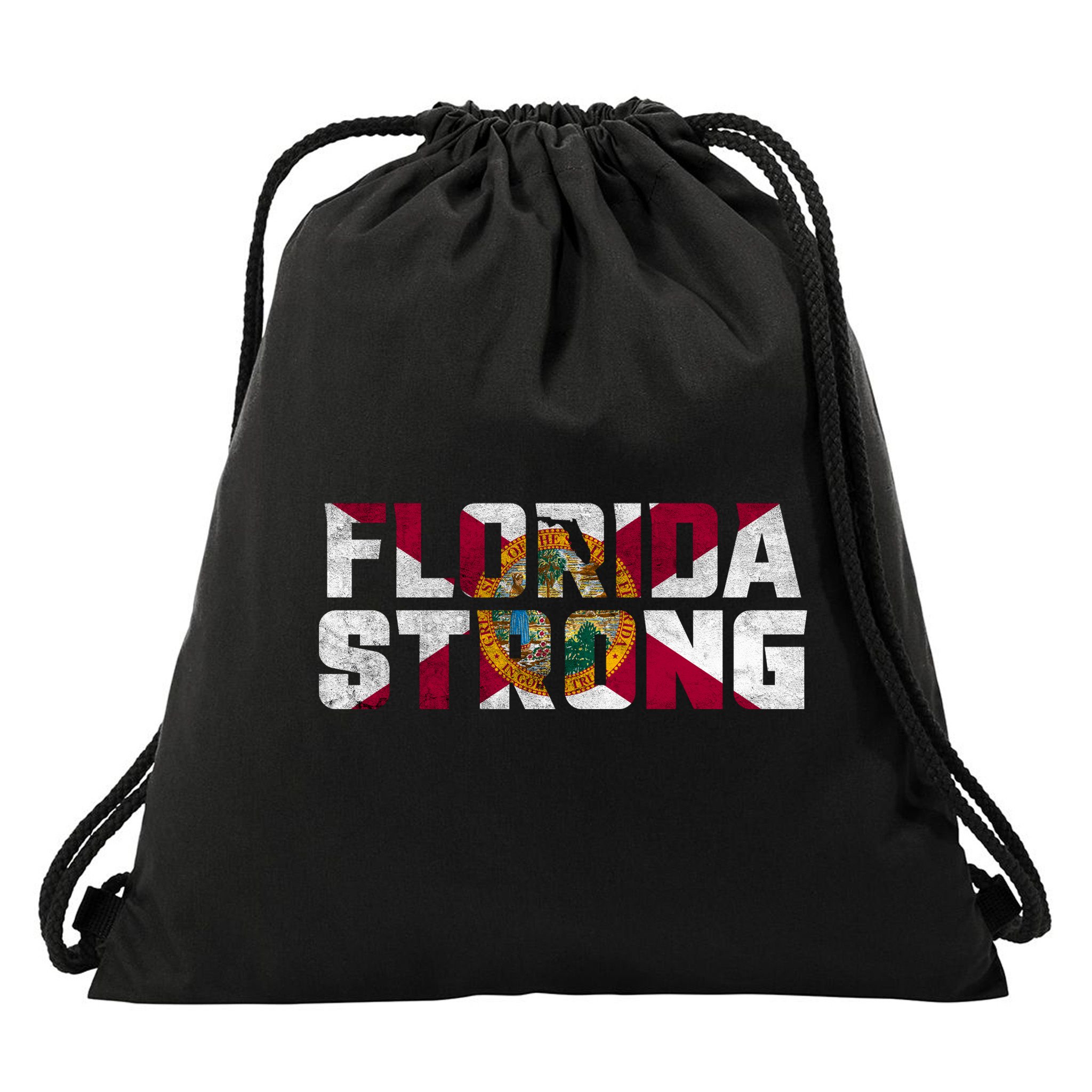 Florida Strong Hurricane Ian Support Florida Vintage American US Flag Drawstring Bag