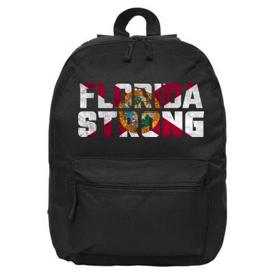 Florida Strong Hurricane Ian Support Florida Vintage American US Flag 16 in Basic Backpack