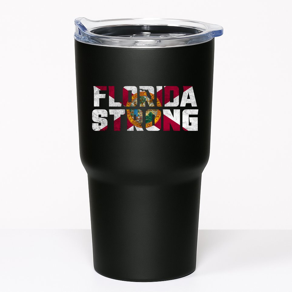 Florida Strong Hurricane Ian Support Florida Vintage American US Flag Tumbler