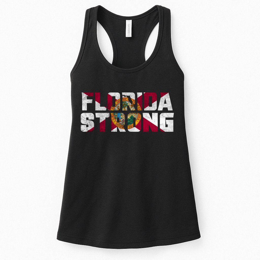 Florida Strong Hurricane Ian Support Florida Vintage American US Flag Womens Tank Top