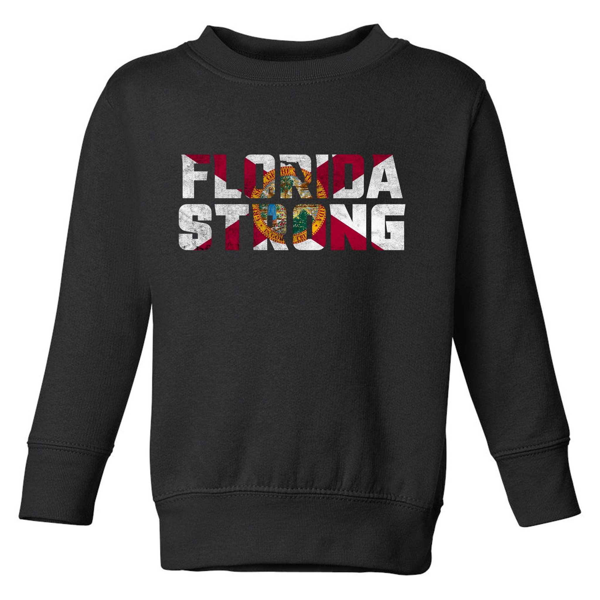 Florida Strong Hurricane Ian Support Florida Vintage American US Flag Toddler Sweatshirt