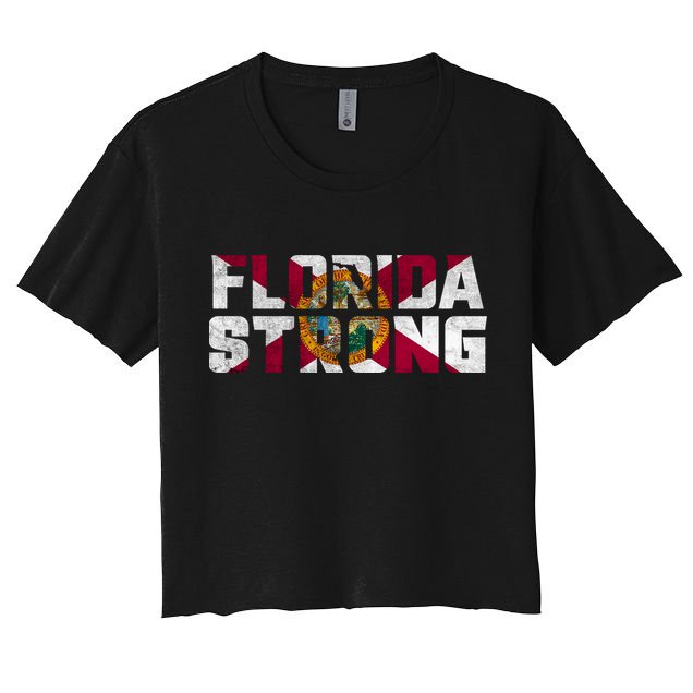 Florida Strong Hurricane Ian Support Florida Vintage American US Flag Crop Top
