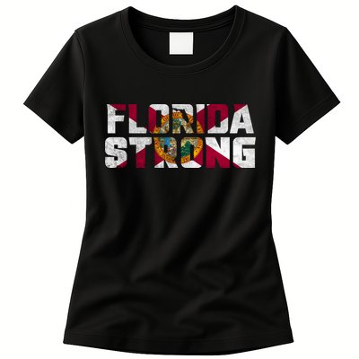 Florida Strong Hurricane Ian Support Florida Vintage American US Flag Womens T-Shirt