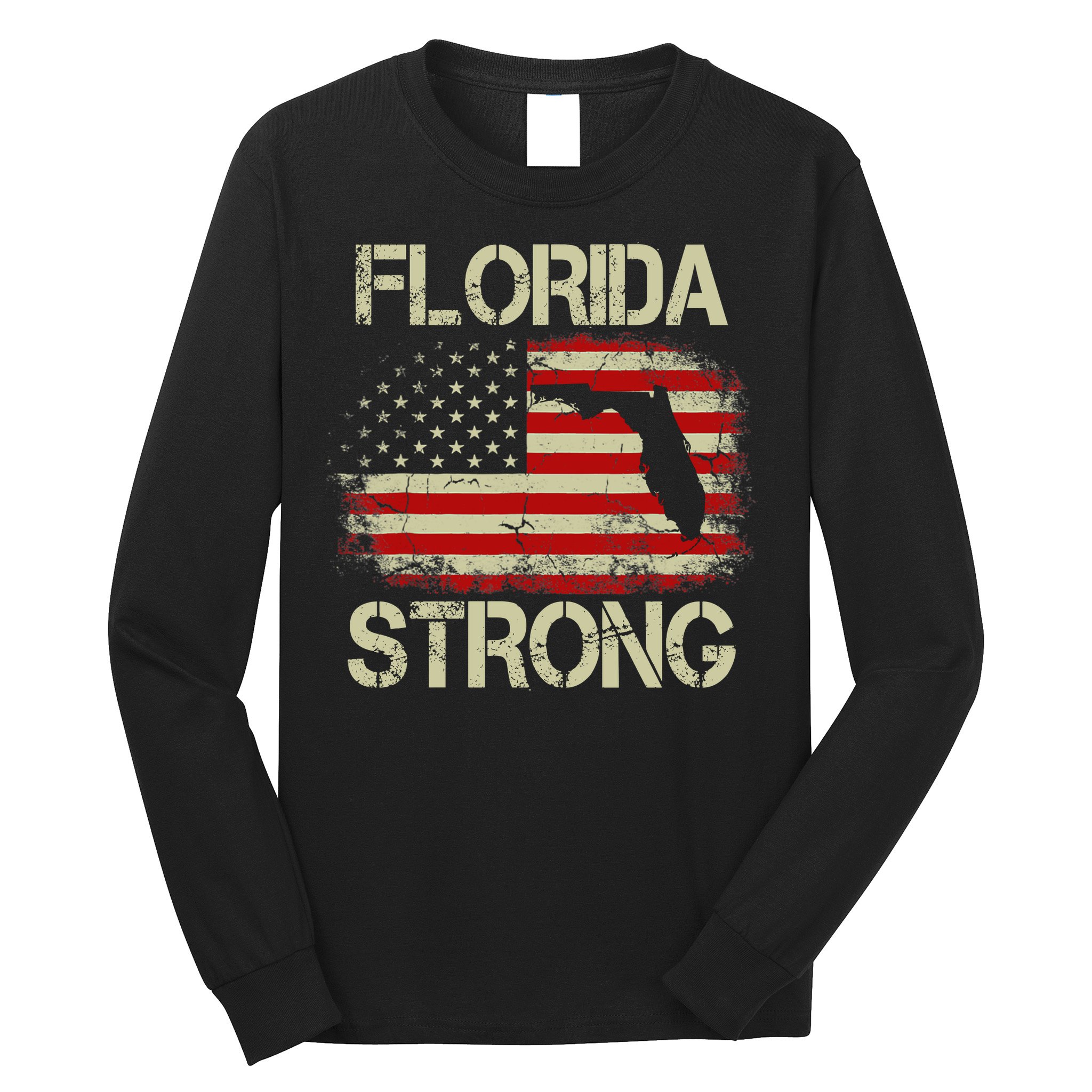 Florida Strong Hurricane Ian Support Florida Vintage American US Flag Long Sleeve Shirt