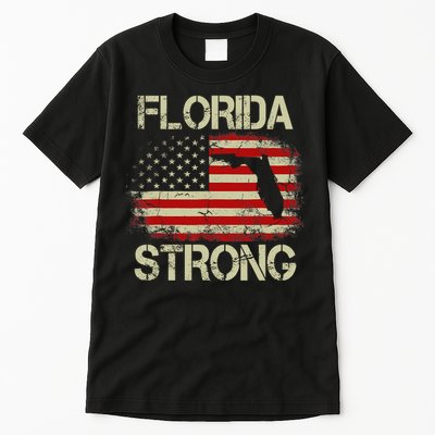 Florida Strong Hurricane Ian Support Florida Vintage American US Flag Tall T-Shirt