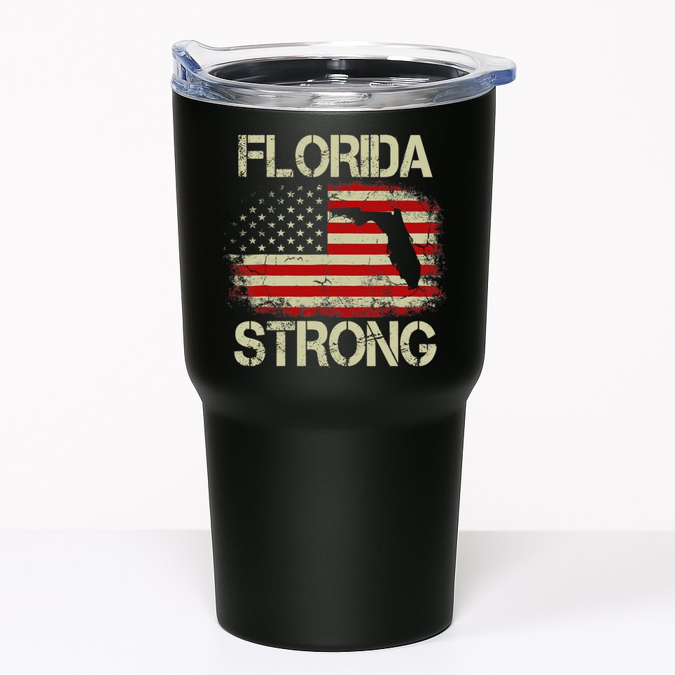 Florida Strong Hurricane Ian Support Florida Vintage American US Flag Tumbler