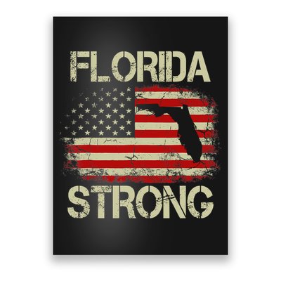 Florida Strong Hurricane Ian Support Florida Vintage American US Flag Poster