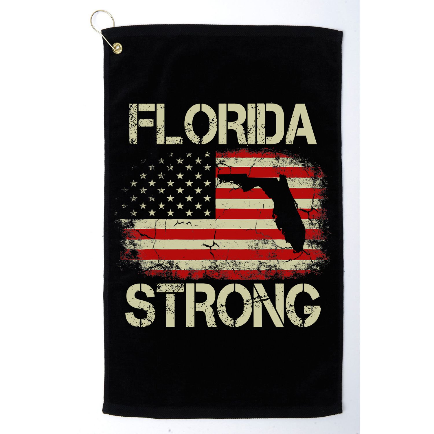 Florida Strong Hurricane Ian Support Florida Vintage American US Flag Golf Towel