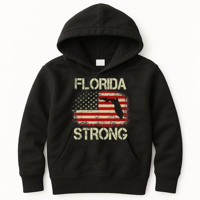 Florida Strong Hurricane Ian Support Florida Vintage American US Flag Kids Hoodie