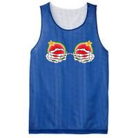 Funny Skeleton Hands On Chest Boobs Watermelon Slices Gift Mesh Reversible Basketball Jersey Tank