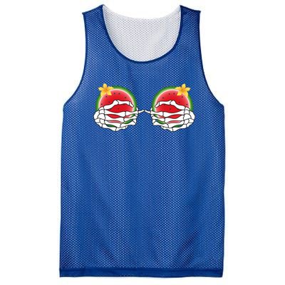 Funny Skeleton Hands On Chest Boobs Watermelon Slices Gift Mesh Reversible Basketball Jersey Tank