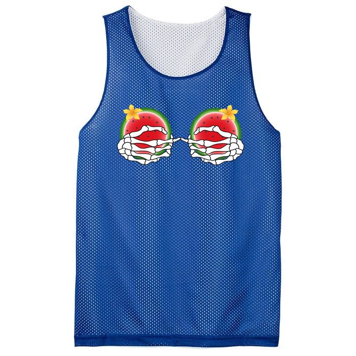 Funny Skeleton Hands On Chest Boobs Watermelon Slices Gift Mesh Reversible Basketball Jersey Tank