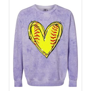 Funny Softball Heart Softball Game Day Softball Mom Lovers Gift Colorblast Crewneck Sweatshirt