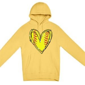 Funny Softball Heart Softball Game Day Softball Mom Lovers Gift Premium Pullover Hoodie