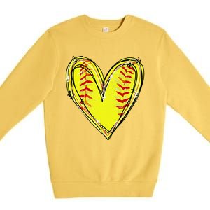 Funny Softball Heart Softball Game Day Softball Mom Lovers Gift Premium Crewneck Sweatshirt