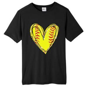 Funny Softball Heart Softball Game Day Softball Mom Lovers Gift Tall Fusion ChromaSoft Performance T-Shirt