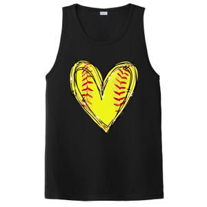 Funny Softball Heart Softball Game Day Softball Mom Lovers Gift PosiCharge Competitor Tank