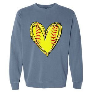 Funny Softball Heart Softball Game Day Softball Mom Lovers Gift Garment-Dyed Sweatshirt