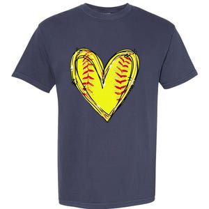 Funny Softball Heart Softball Game Day Softball Mom Lovers Gift Garment-Dyed Heavyweight T-Shirt