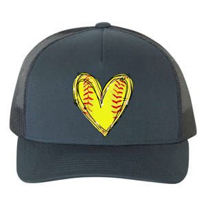 Funny Softball Heart Softball Game Day Softball Mom Lovers Gift Yupoong Adult 5-Panel Trucker Hat