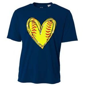 Funny Softball Heart Softball Game Day Softball Mom Lovers Gift Cooling Performance Crew T-Shirt