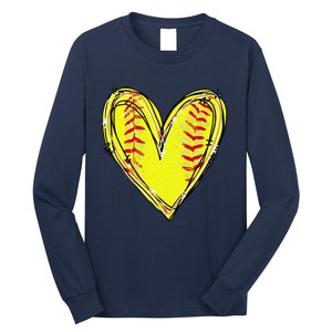 Funny Softball Heart Softball Game Day Softball Mom Lovers Gift Long Sleeve Shirt