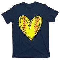 Funny Softball Heart Softball Game Day Softball Mom Lovers Gift T-Shirt