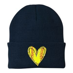 Funny Softball Heart Softball Game Day Softball Mom Lovers Gift Knit Cap Winter Beanie