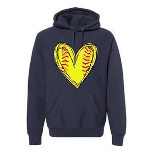 Funny Softball Heart Softball Game Day Softball Mom Lovers Gift Premium Hoodie