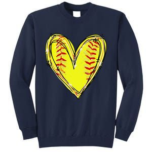 Funny Softball Heart Softball Game Day Softball Mom Lovers Gift Tall Sweatshirt