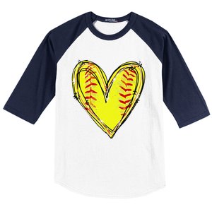 Funny Softball Heart Softball Game Day Softball Mom Lovers Gift Baseball Sleeve Shirt