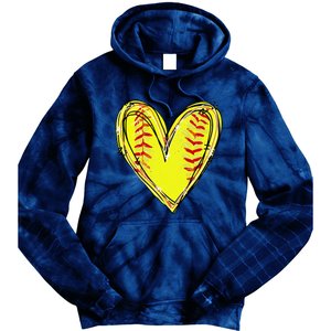 Funny Softball Heart Softball Game Day Softball Mom Lovers Gift Tie Dye Hoodie