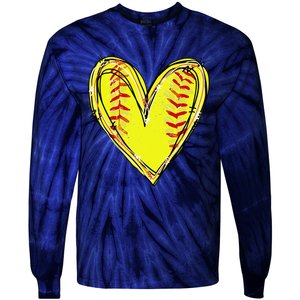 Funny Softball Heart Softball Game Day Softball Mom Lovers Gift Tie-Dye Long Sleeve Shirt